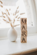 Personalized Custom Floral Baby Alphabet Name Blocks made of Solid Maple Wood in Gift Box