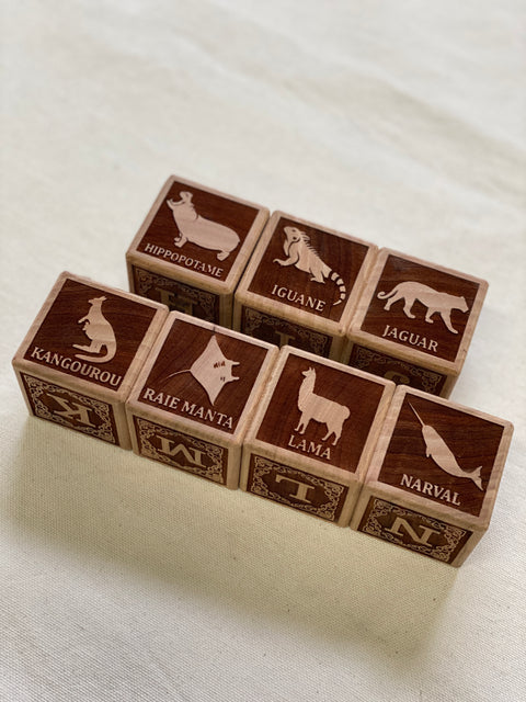 Animal Collection - French - Set of 7 Blocks (Discounted) 0104