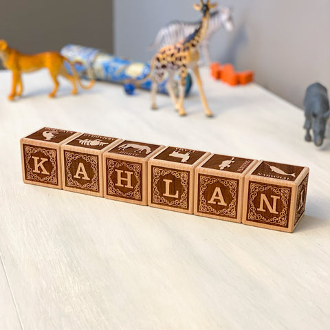 Personalized Baby Name Blocks - Animal Collection (ENGLISH)